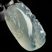 冰种淡晴水缅甸翡翠A货福寿如意挂件