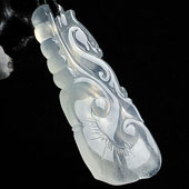 冰种缅甸翡翠A货龙如意挂件