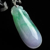 糯冰种春带彩缅甸翡翠A货福瓜挂件