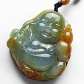 糯冰种黄翡缅甸翡翠A货玉佛挂件