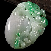 糯冰种春带彩缅甸翡翠A货花开富贵挂件