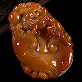 糯冰种红翡缅甸翡翠A货貔貅如意挂件