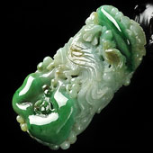 (超值推荐)糯冰种黄加绿缅甸翡翠A货凤凰如意挂件