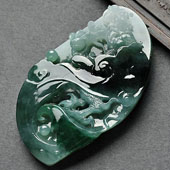 糯冰种油青缅甸翡翠A货龙行如意挂件
