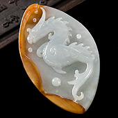 糯冰种褐黄翡缅甸翡翠A货凤舞九天挂件