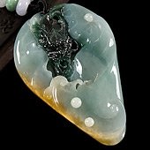 糯冰种晴水黄翡缅甸翡翠A货龙头如意挂件