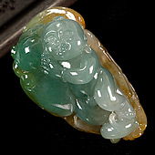 糯冰种晴水黄翡缅甸翡翠A货小天使挂件