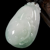 糯冰种飘花缅甸翡翠A货如意挂件