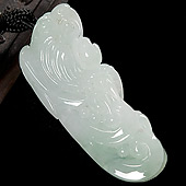 糯冰种飘花缅甸翡翠A货老鹰头挂件
