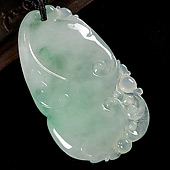 冰种翠色缅甸翡翠A货如意挂件