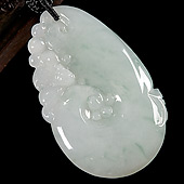 糯冰种略飘花缅甸翡翠A货如意寿挂件