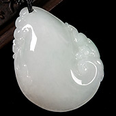 糯冰种晴水缅甸翡翠A货如意寿挂件
