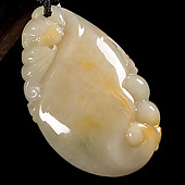 糯冰种黄翡缅甸翡翠A货如意寿挂件