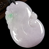 糯冰种春带彩缅甸翡翠A货如意寿挂件