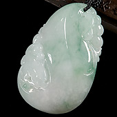 糯冰种飘花缅甸翡翠A货龙头如意挂件