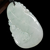 糯冰种略飘花缅甸翡翠A货龙头如意挂件