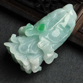 糯冰种飘翠缅甸翡翠A货白菜挂件