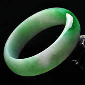 糯冰种春带彩缅甸翡翠A货手镯（53.6mm）