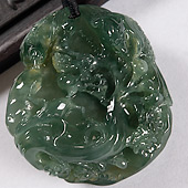 冰种蓝晴水缅甸翡翠A货喜上眉梢挂件