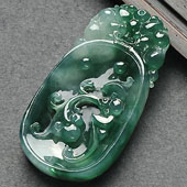 冰种飘花缅甸翡翠A货平安福挂件