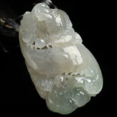 冰种略飘花缅甸翡翠A货人生如意挂件