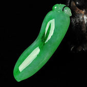 糯冰种翠色缅甸翡翠A货福瓜挂件