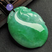 糯冰种翠色缅甸翡翠A货福瓜挂件