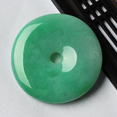 糯冰种翠色缅甸翡翠A货平安扣挂件