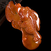 细糯种红翡缅甸翡翠A货如意金蟾挂件