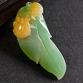 糯冰种黄加绿缅甸翡翠A货一夜暴富挂件