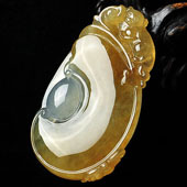 冰种黄翡缅甸翡翠A货如意寿挂件