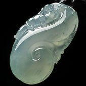 冰种晴水略飘花缅甸翡翠A货如意寿挂件