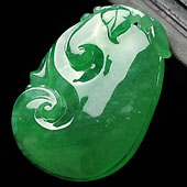 冰种正阳绿缅甸翡翠A货如意挂件