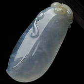 冰种晴水略带黄翡缅甸翡翠A货福瓜挂件