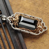 (超值推荐)冰玻种墨翠缅甸翡翠A货镶白金.玫瑰金胸坠（真钻）