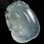 冰种飘花缅甸翡翠A货如意挂件