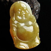 糯冰种黄翡缅甸翡翠A货玉佛挂件