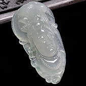 冰种晴水缅甸翡翠A货观音头挂件
