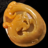 细糯种黄翡缅甸翡翠A货龙行如意挂件