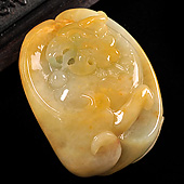 细糯种黄翡缅甸翡翠A货如意凤凰挂件