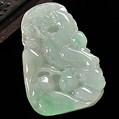 糯冰种翠色缅甸翡翠A货飞龙挂件
