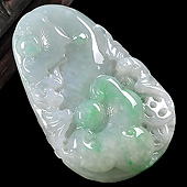 糯冰种翠色缅甸翡翠A货如意挂件