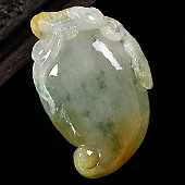 糯冰种黄翡略飘花缅甸翡翠A货福瓜挂件