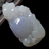 糯冰种紫罗兰缅甸翡翠A货貔貅如意挂件