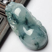 糯冰种飘花缅甸翡翠A货福瓜挂件