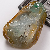 冰种褐黄翡飘翠缅甸翡翠A货龙行如意挂件