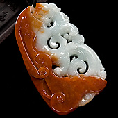 糯冰种红翡缅甸翡翠A货仿古龙挂件