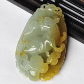糯冰种黄翡缅甸翡翠A货生肖虎挂件