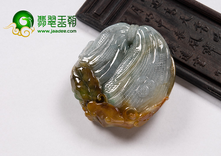 糯冰种褐黄翡缅甸翡翠A货代代有福挂件
