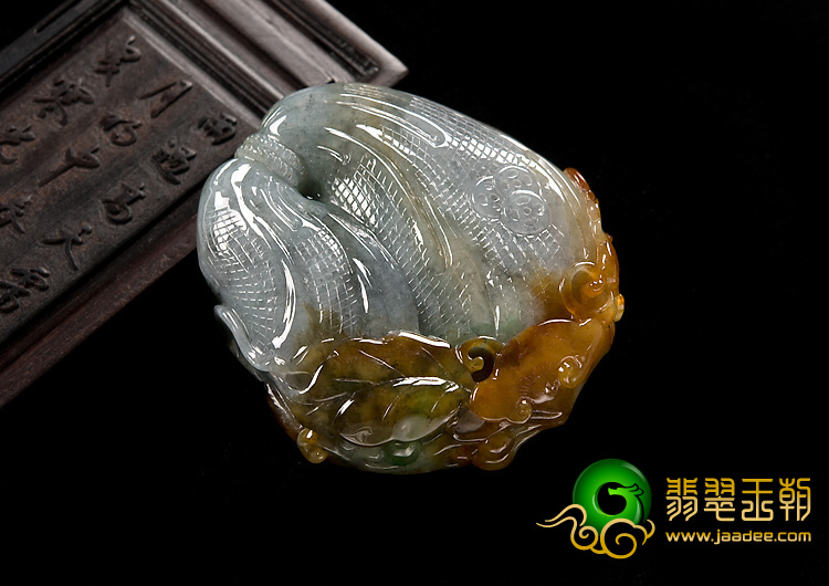 糯冰种褐黄翡缅甸翡翠A货代代有福挂件